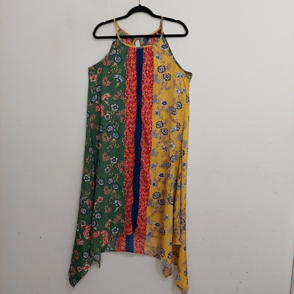 Mile ‎ Gabrielle VTG Sleeveless Shift Hankerchief Dress Multicolor Mixed Print M